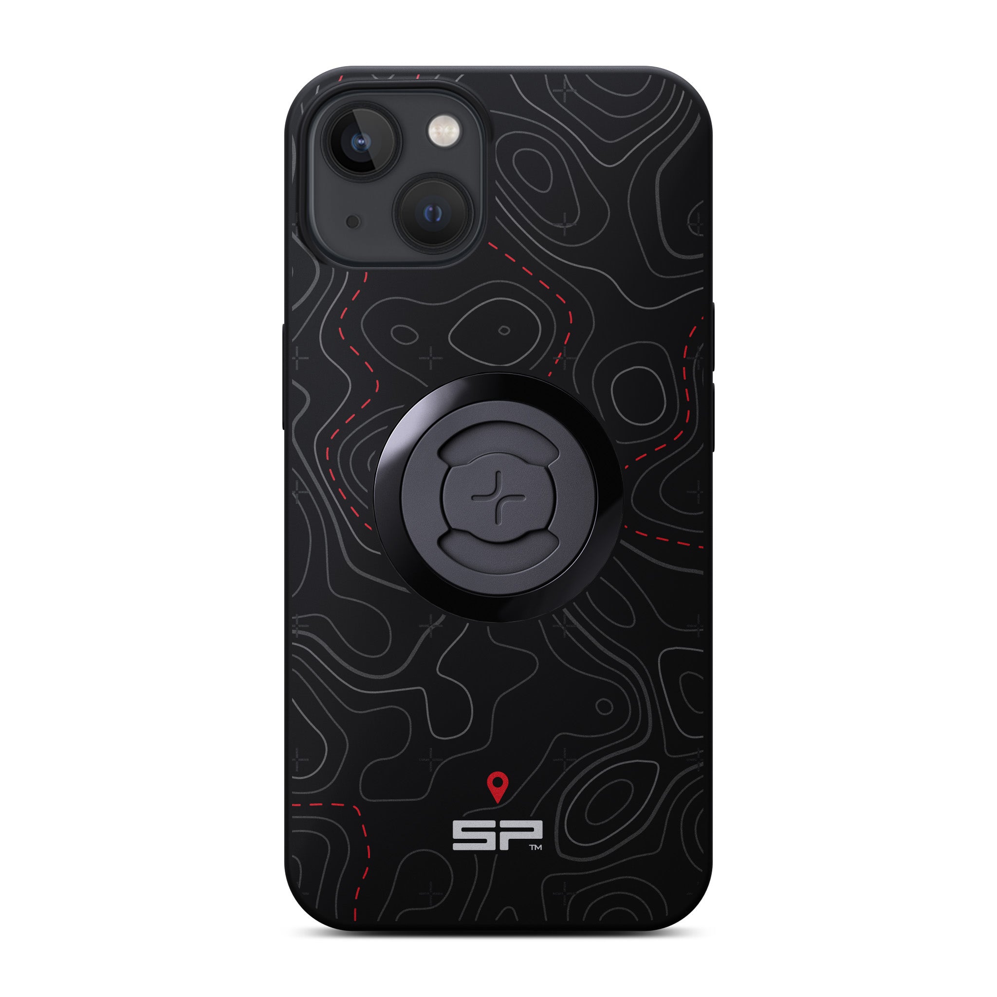 SP Connect Topo Lines coque Rouge fixation guidon