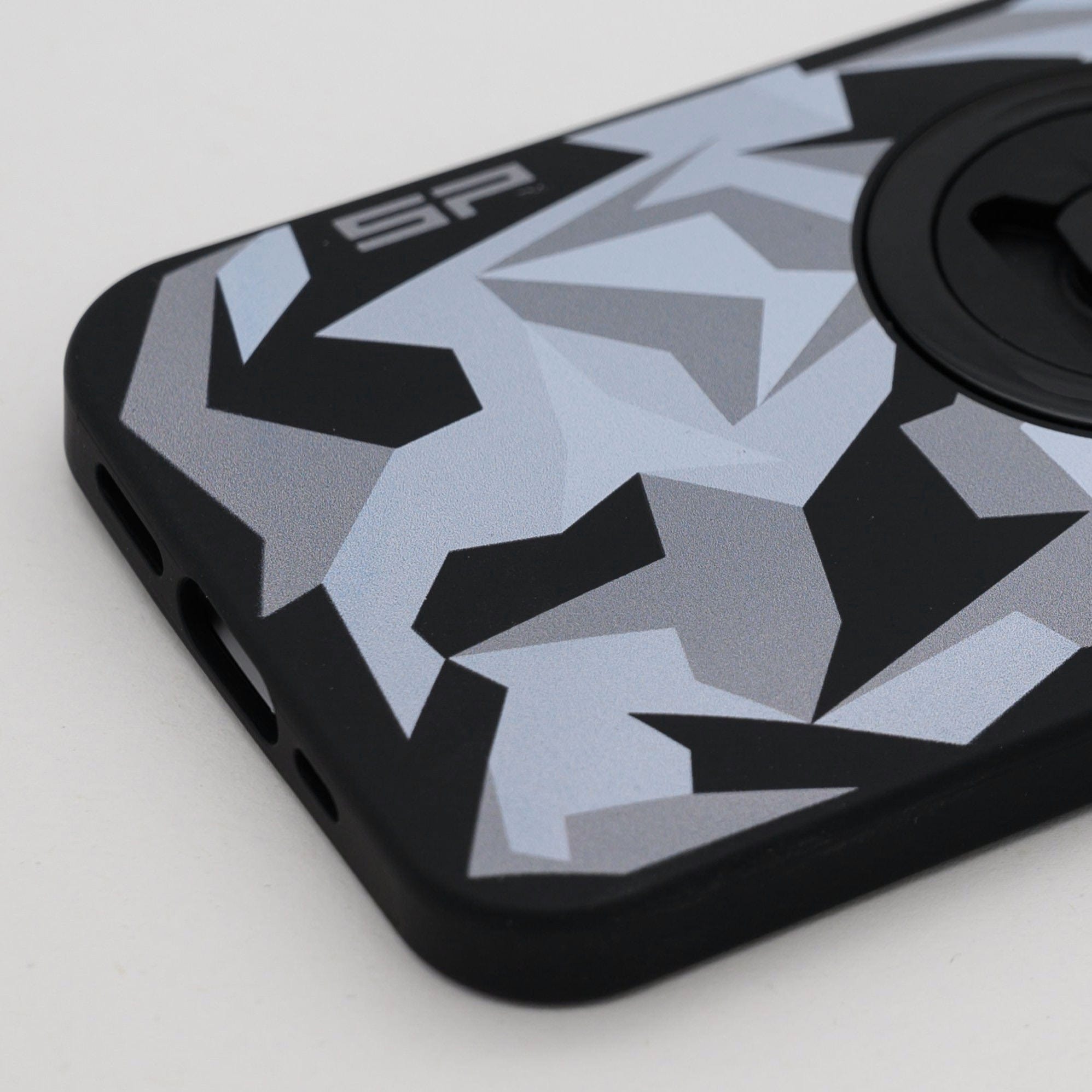 SP Connect Geo Camo gris coque iPhone 17 Pro vélo moto