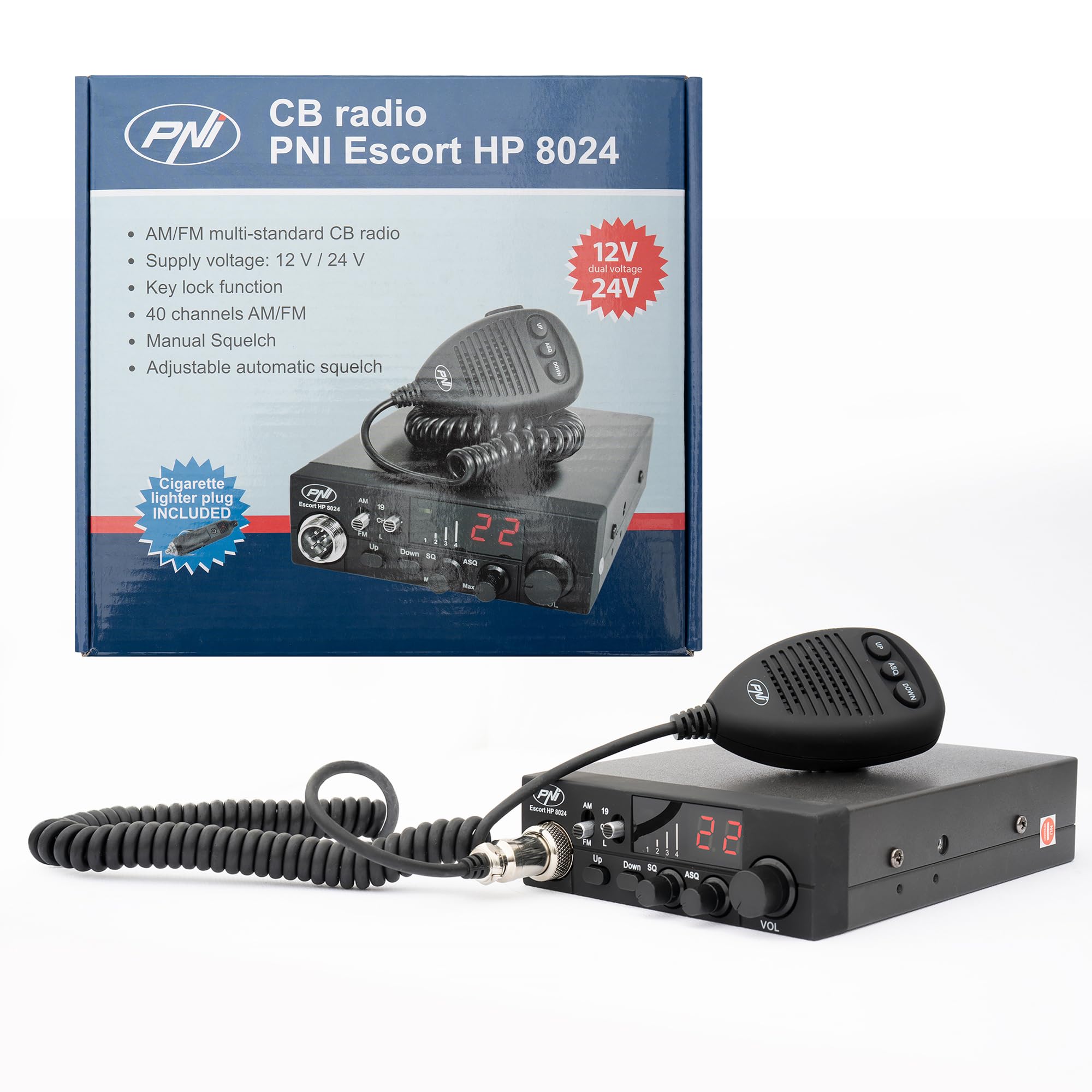 PNI Escort HP 8024 station radio CB 12V-24V AM/FM 4W