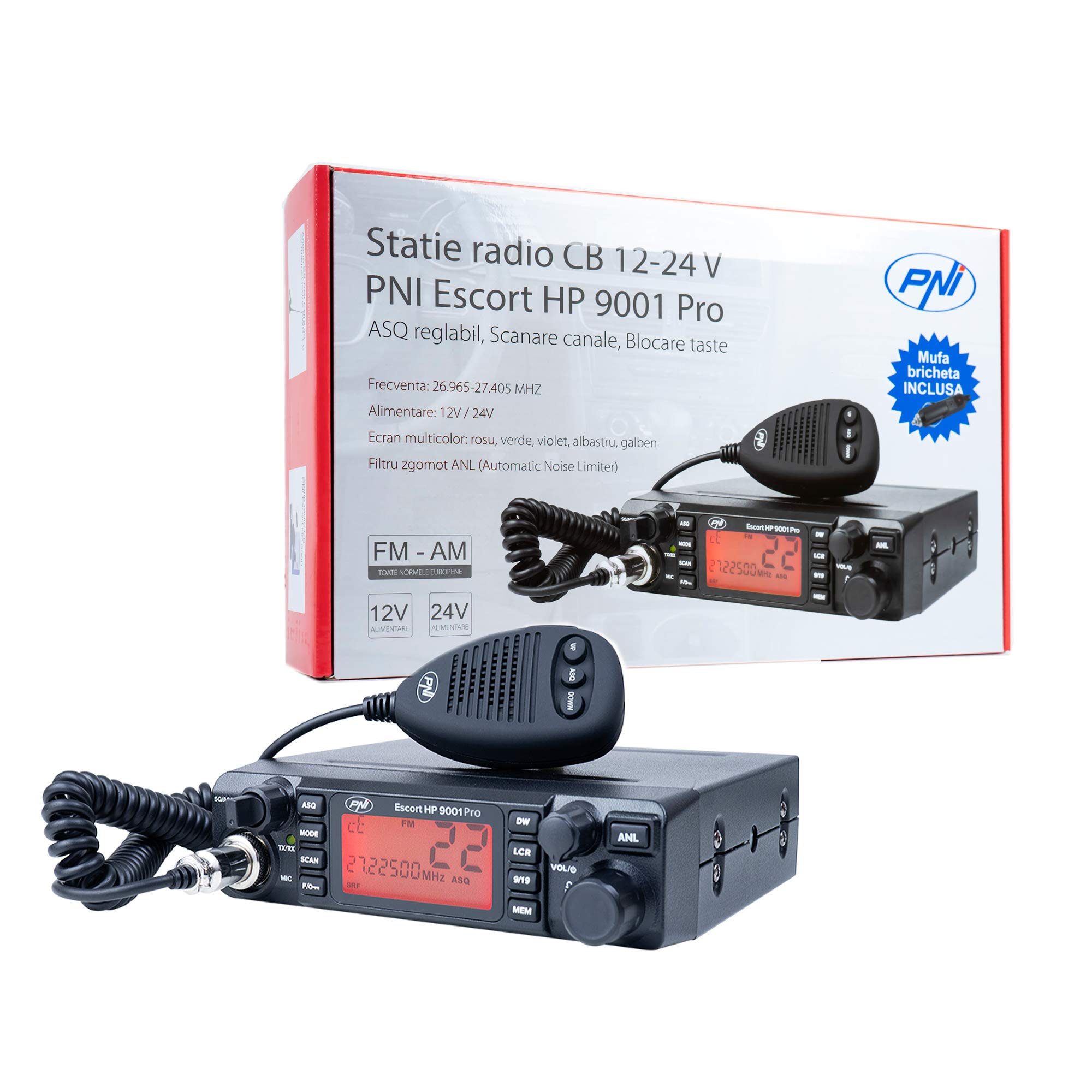 PNI Escort HP 9001 Pro radio CB AM-FM 12V/24V 4W