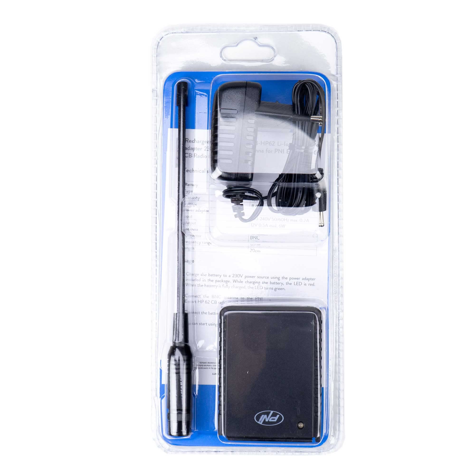 PNI PB-HP62 batterie CB 1500mAh kit portable HP62 + antenne BNC