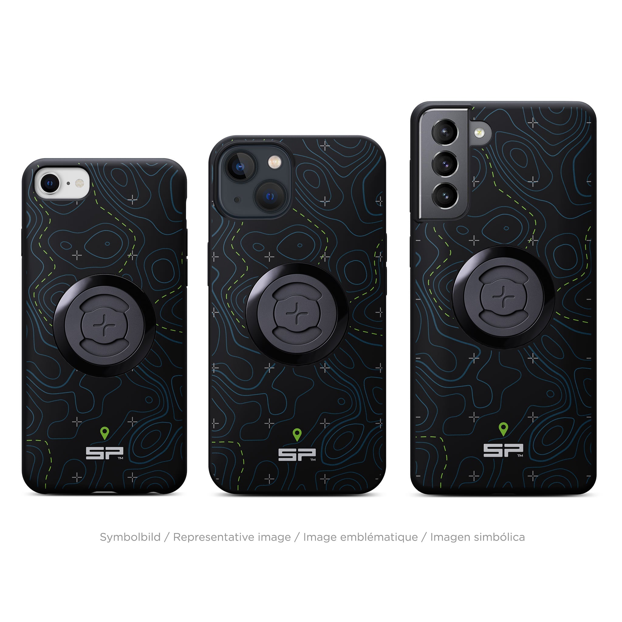 SP Connect Phone Case Topo Lines Lime coque vélo iPhone Samsung