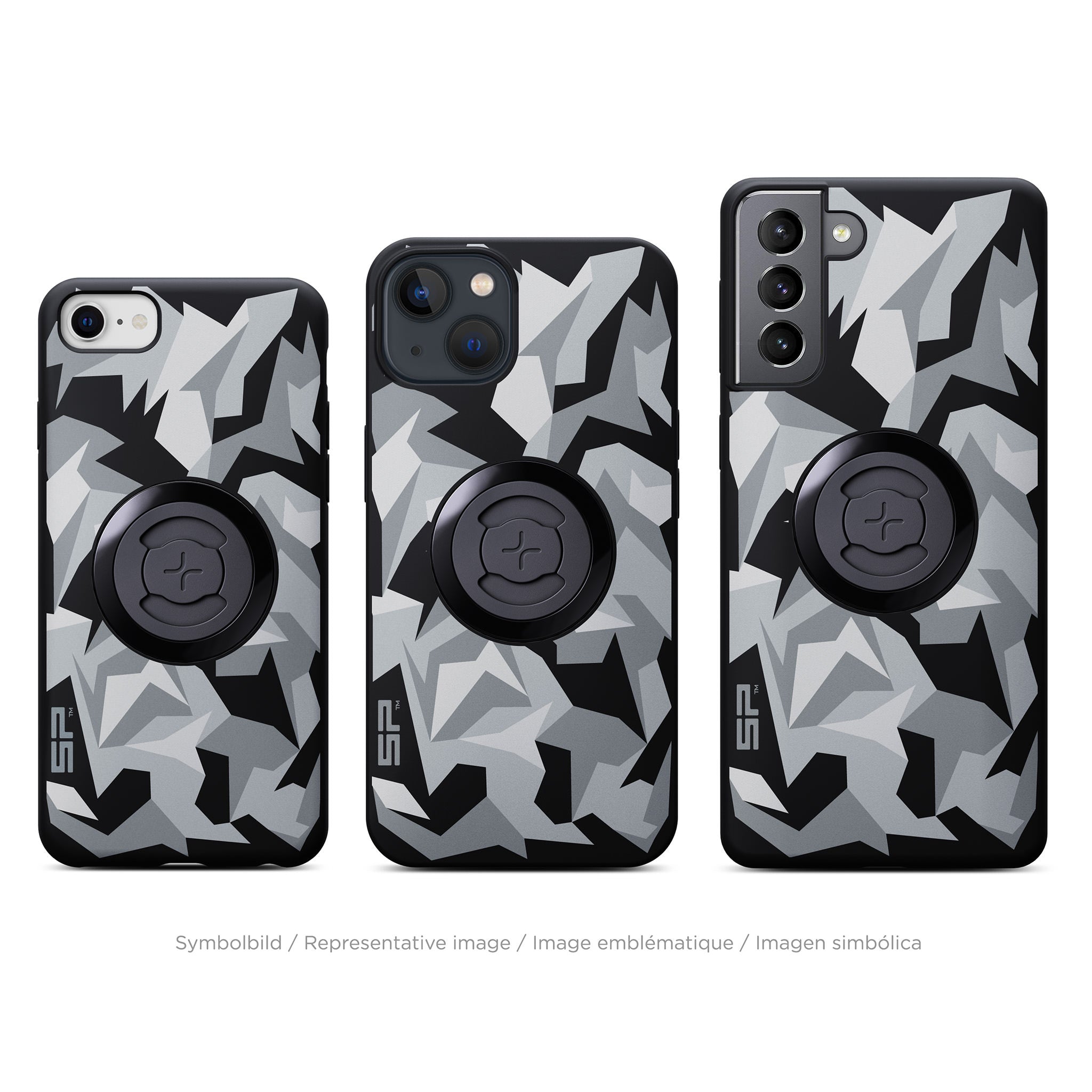 SP Connect Geo Camo gris coque iPhone 17 Pro vélo moto