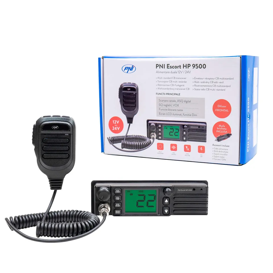 PNI Escort HP 9500 radio CB AM-FM 4W 12V/24V multistandard