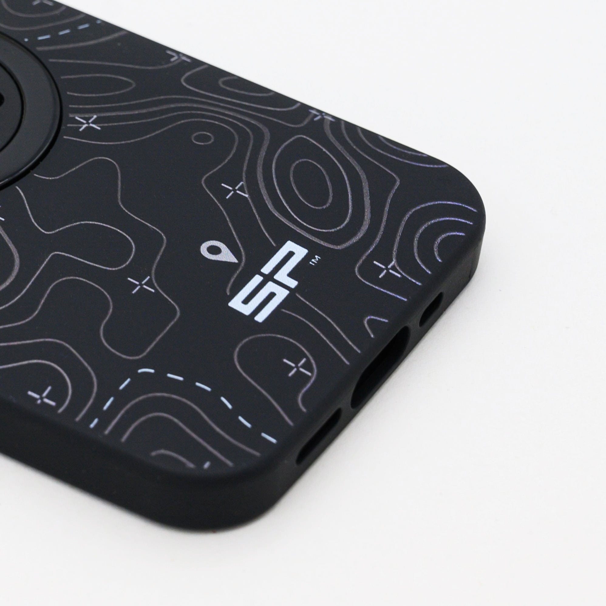 SP Connect Topo Lines gris coque iPhone 17 Pro vélo moto