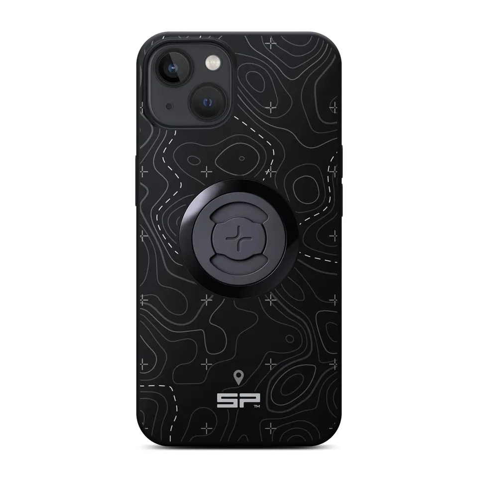 SP Connect Topo Lines gris coque iPhone 17 Pro vélo moto