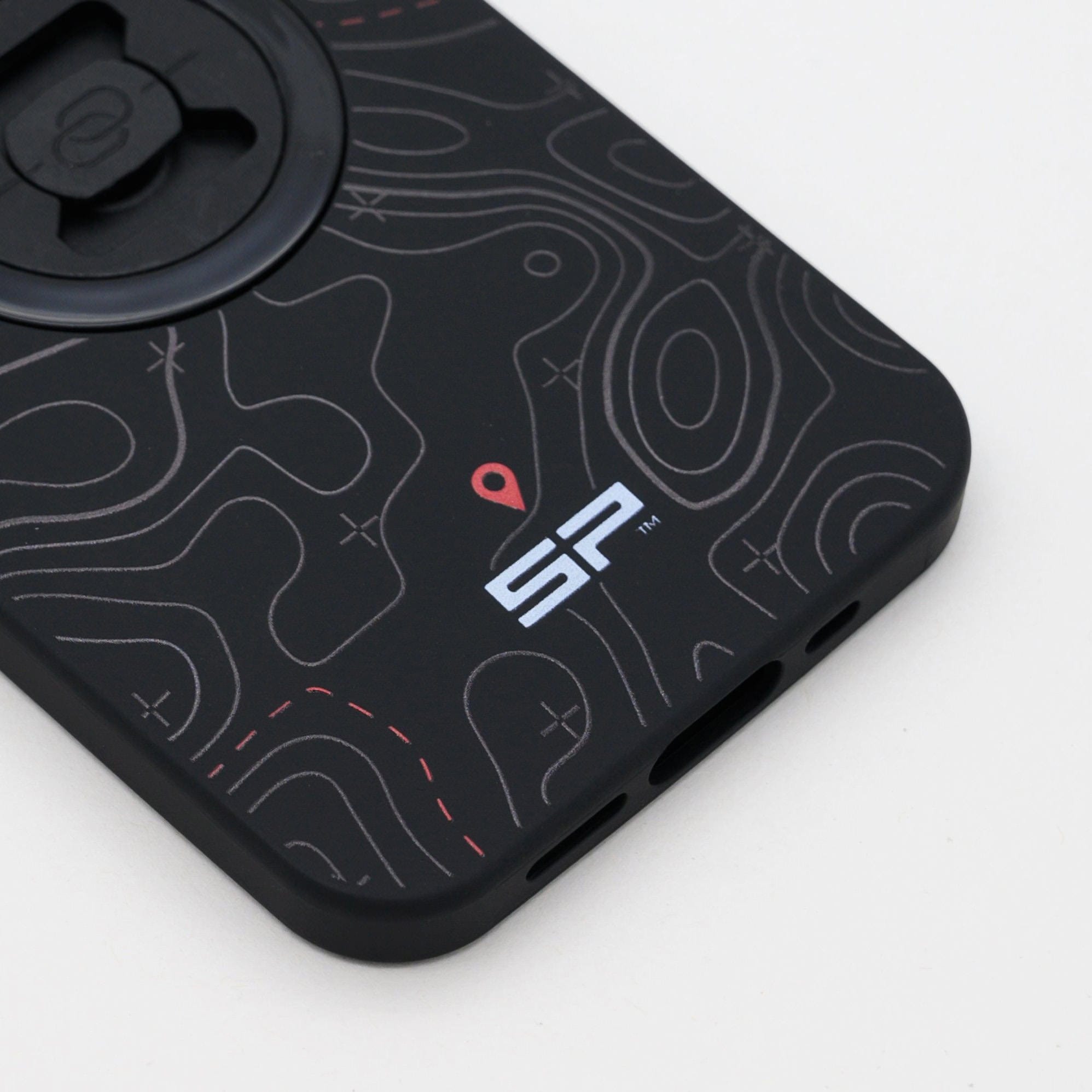 SP Connect Topo Lines coque Rouge fixation guidon