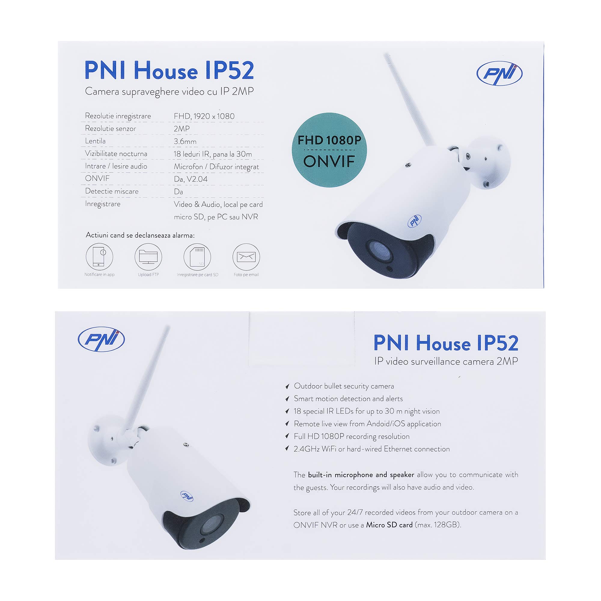 PNI House IP52 caméra surveillance 1080P WiFi