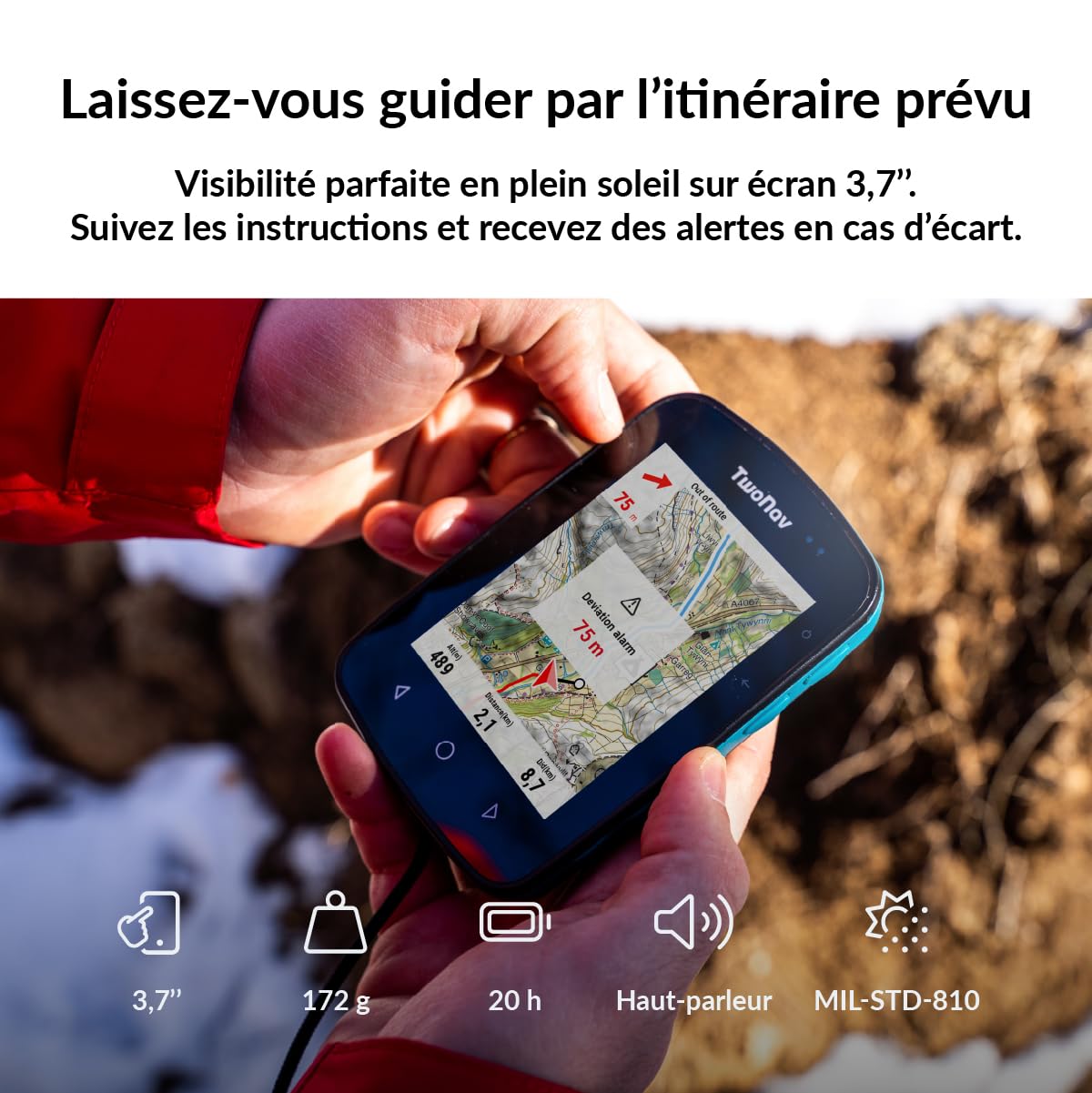 TwoNav Terra GPS vélo 32 Go Terre cuite écran 3,7" IGN