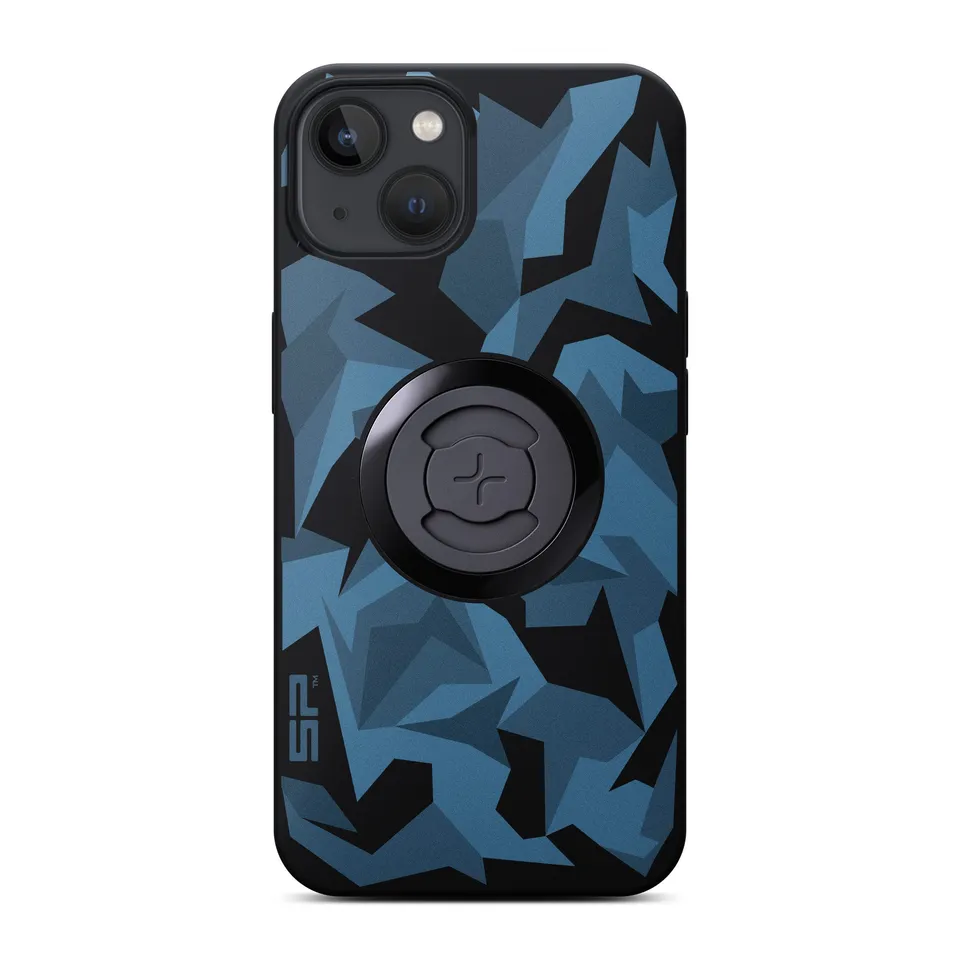 SP Connect Phone Case Geo Camo Bleu coque vélo fixation guidon