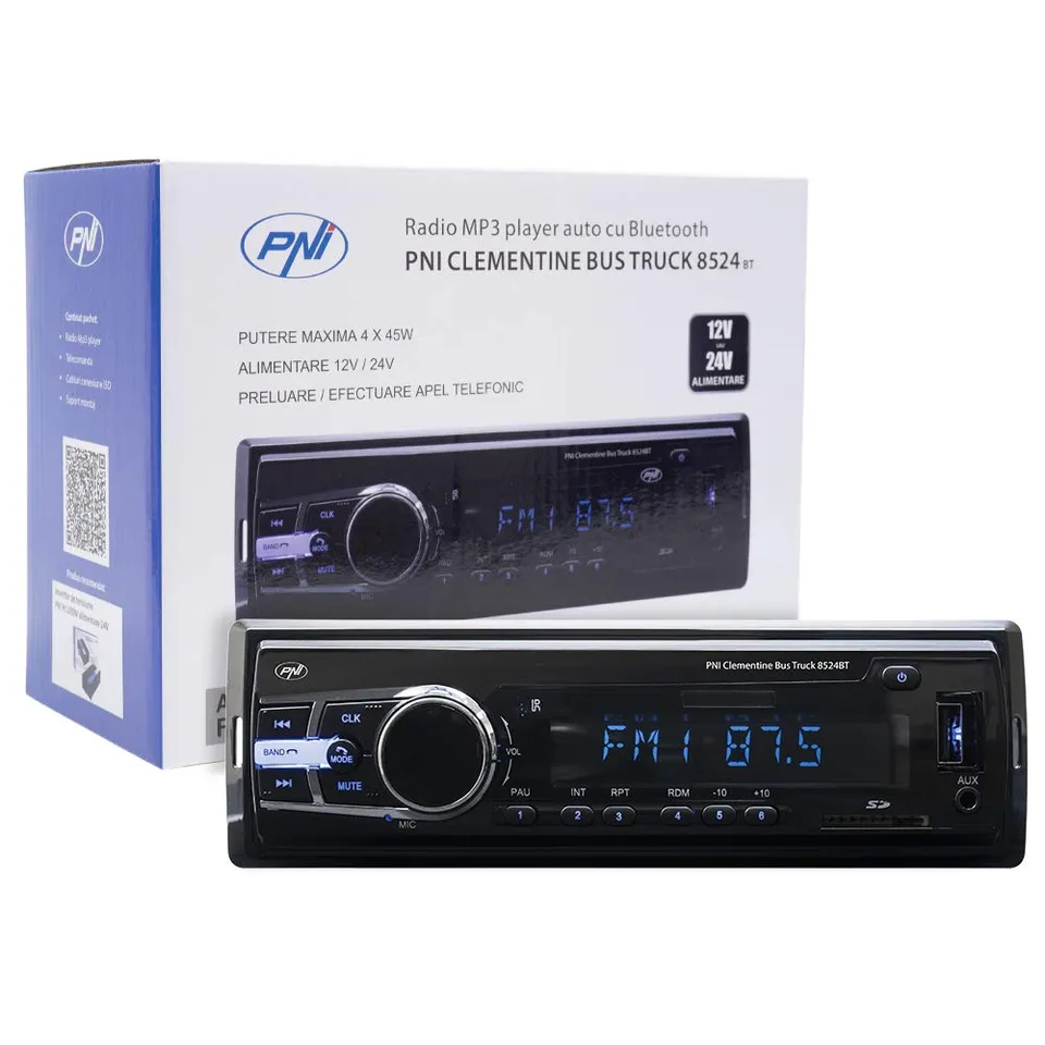 PNI Clementine 8524BT autoradio 1 DIN Bluetooth 12V 24V MP3