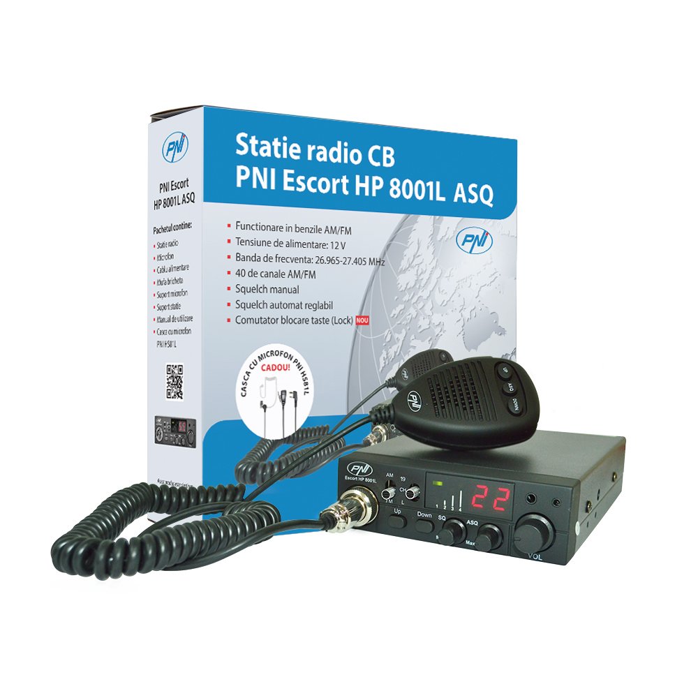 PNI Escort HP 8001L radio CB 4W 40 canaux ASQ + écouteur