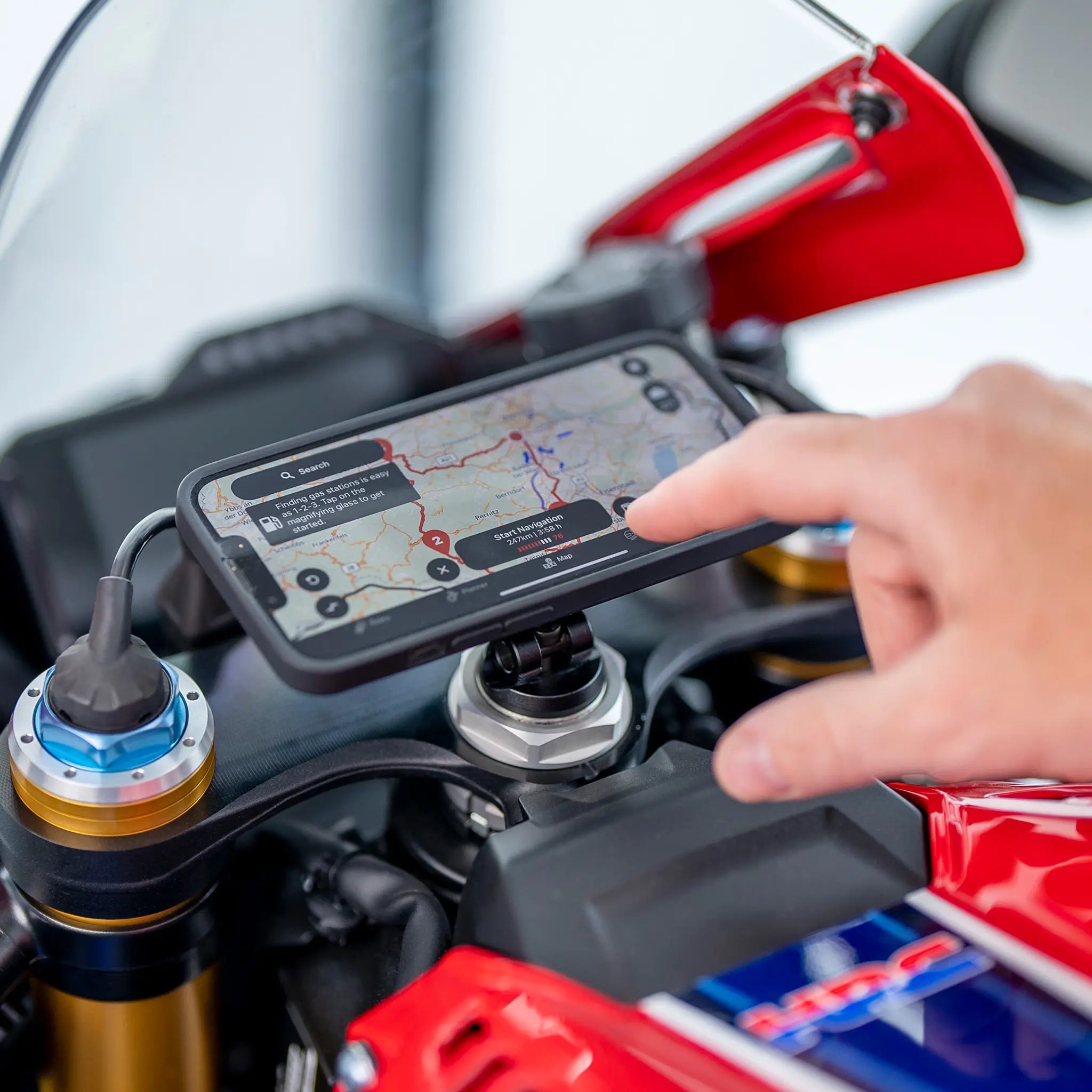 SP Connect Moto Stem Mount support moto alu amorti
