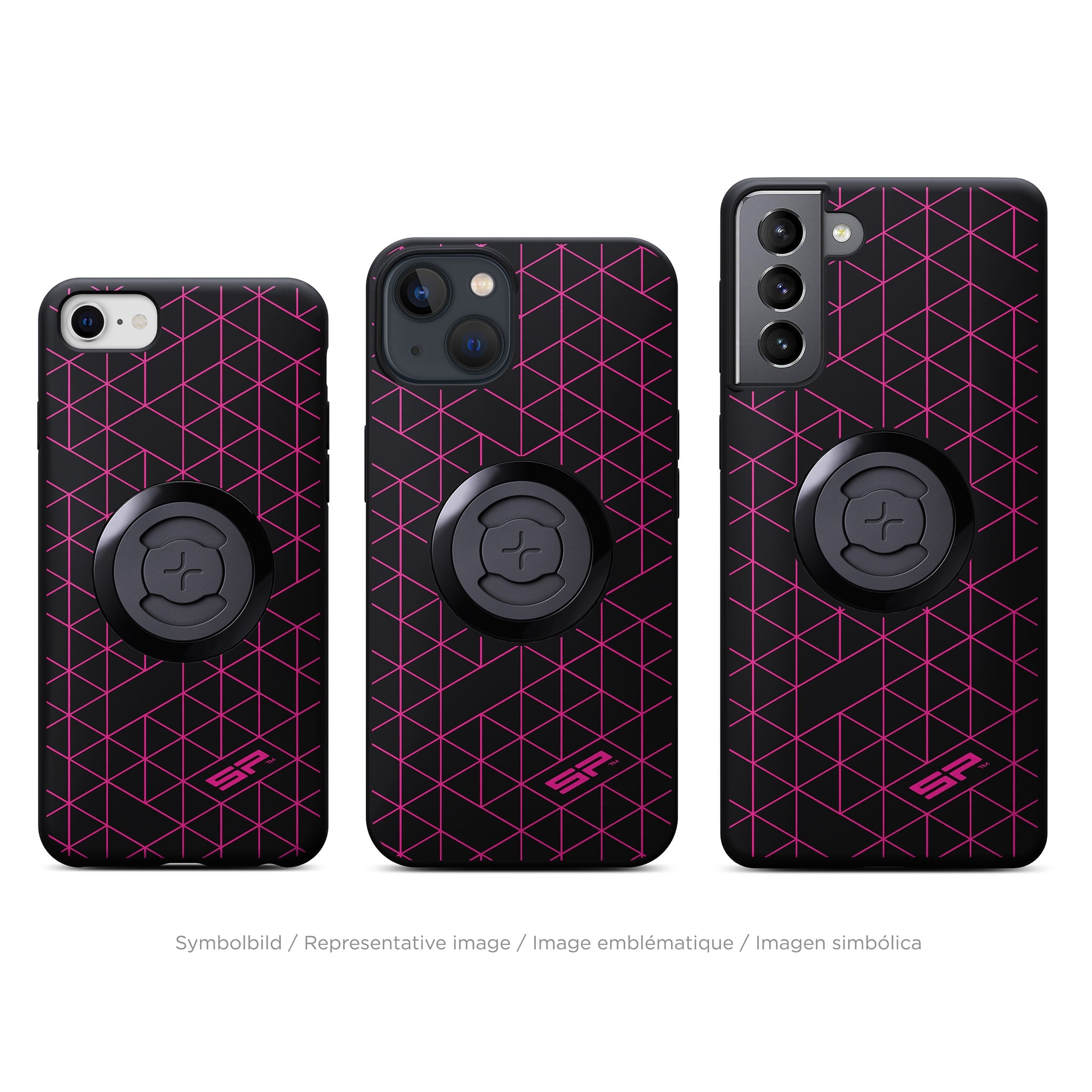 SP Connect Grid rose coque iPhone Samsung Pixel vélo
