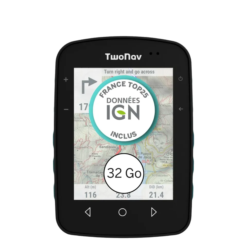 TwoNav Terra GPS vélo 32 Go Terre cuite écran 3,7" IGN