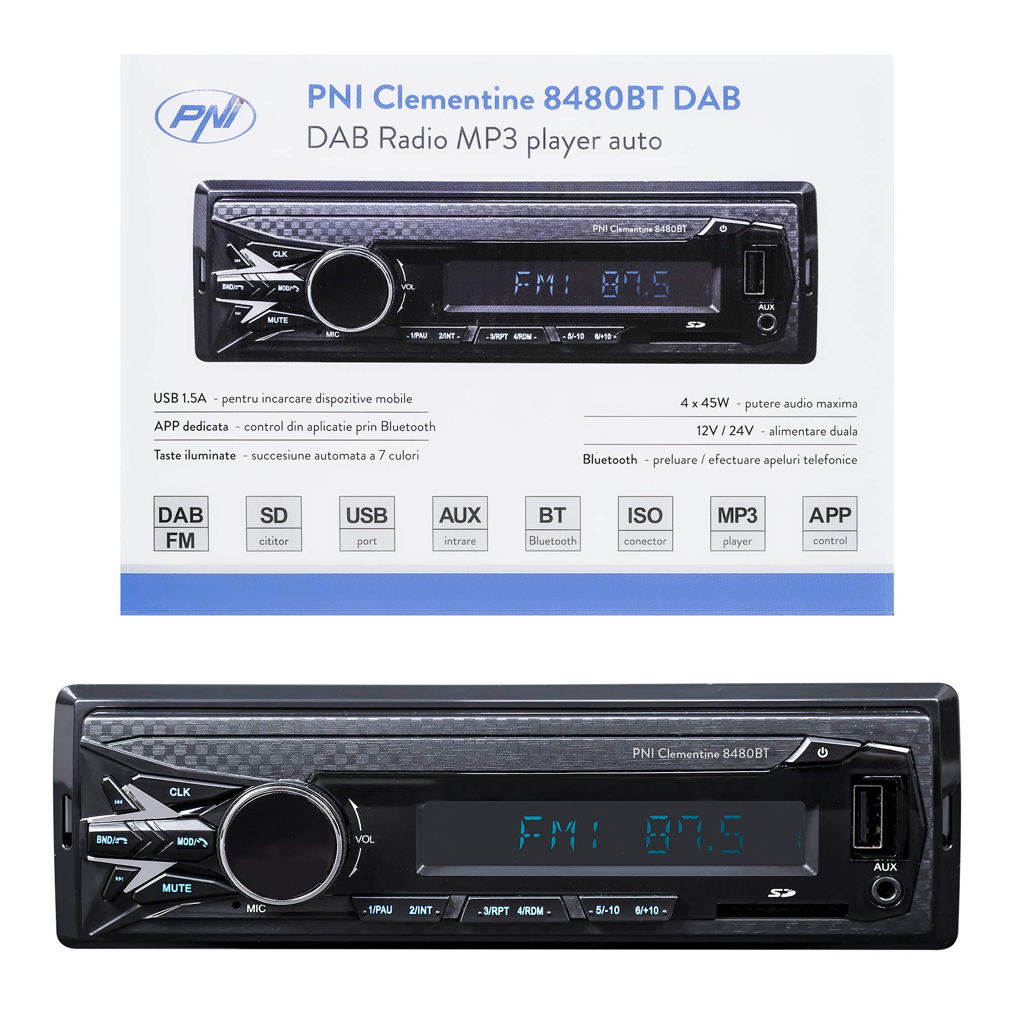 PNI Clementine 8480BT autoradio DAB 1 DIN Bluetooth