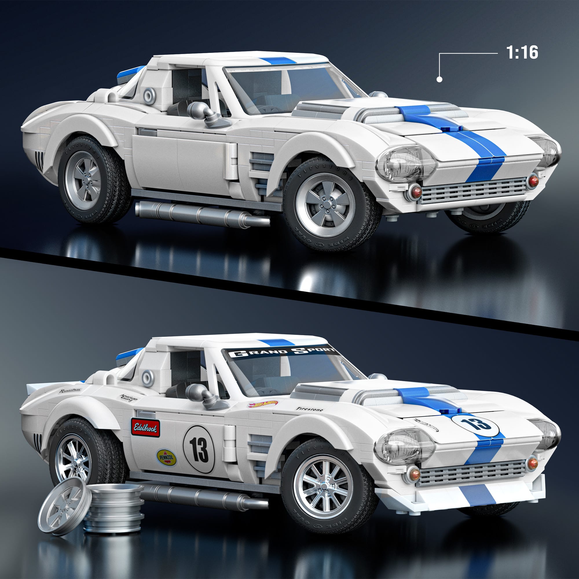 Mattel Brick Shop Hot Wheels Elite Corvette Grand Sport jeu de construction 1:16