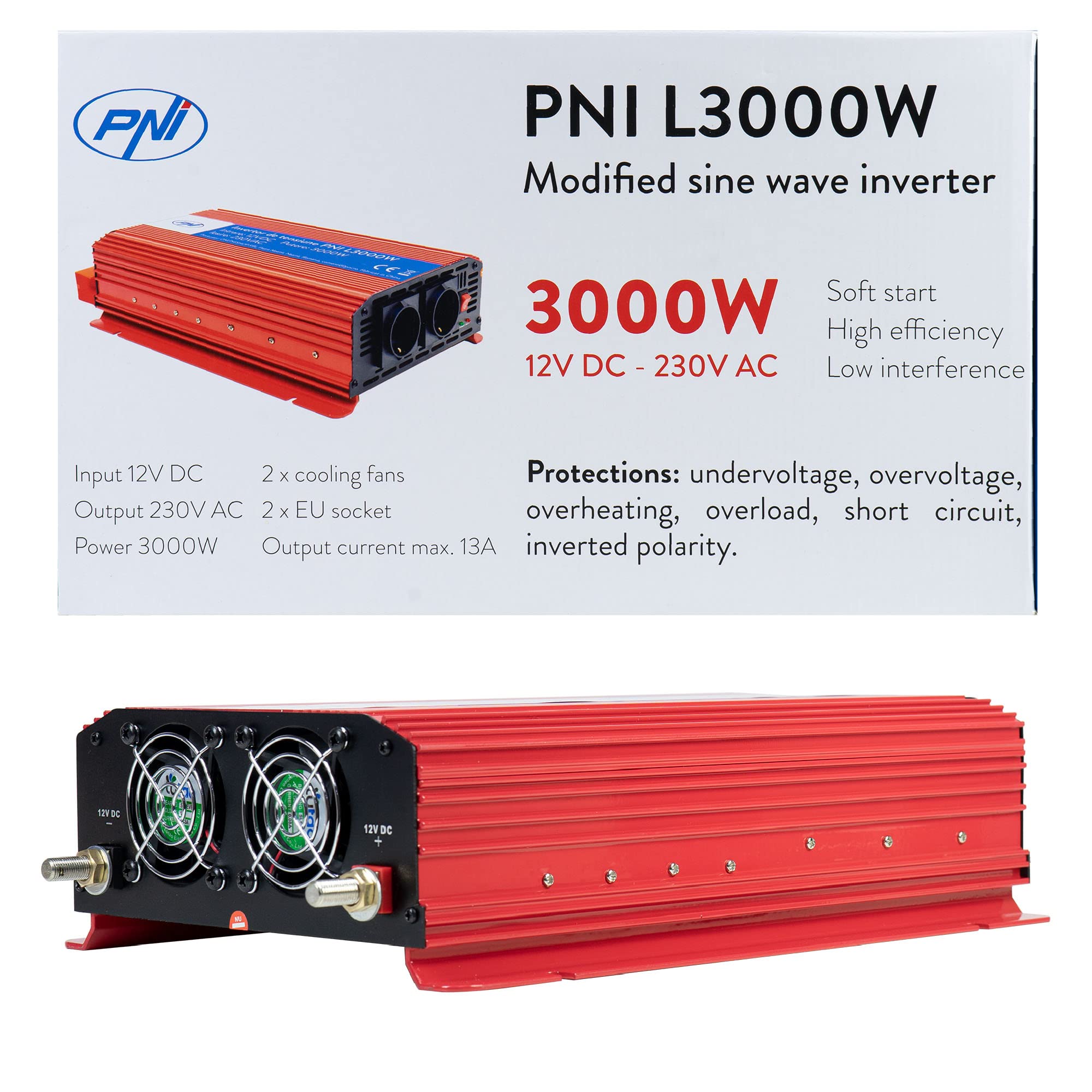PNI L3000W onduleur voiture 12V 230V 3000W