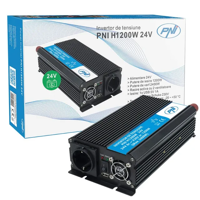 PNI Accessoires voiture H1200W24V inverseur tension 24V 230V 1200W