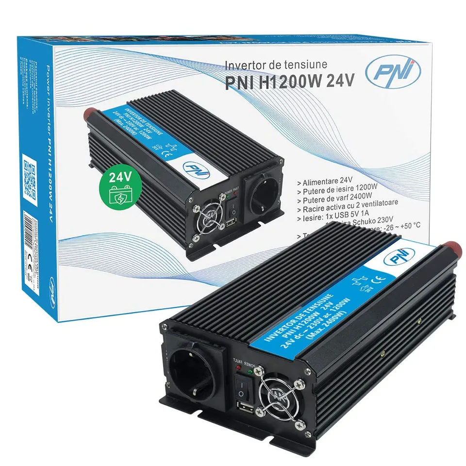 PNI Accessoires voiture H1200W24V inverseur tension 24V 230V 1200W