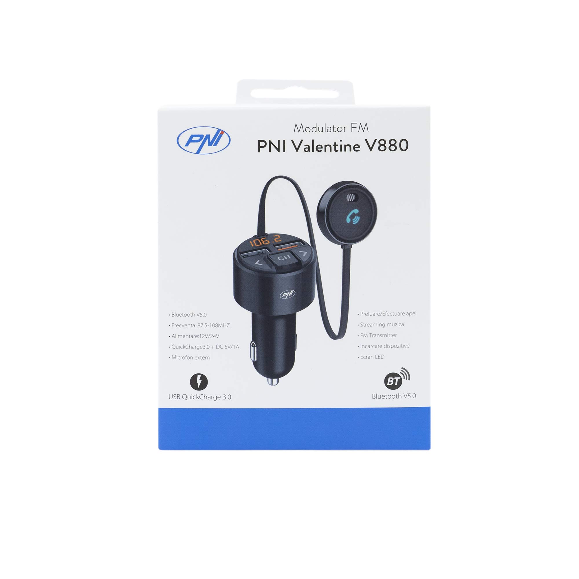 PNI Valentine V880 modulateur FM voiture Bluetooth MP3