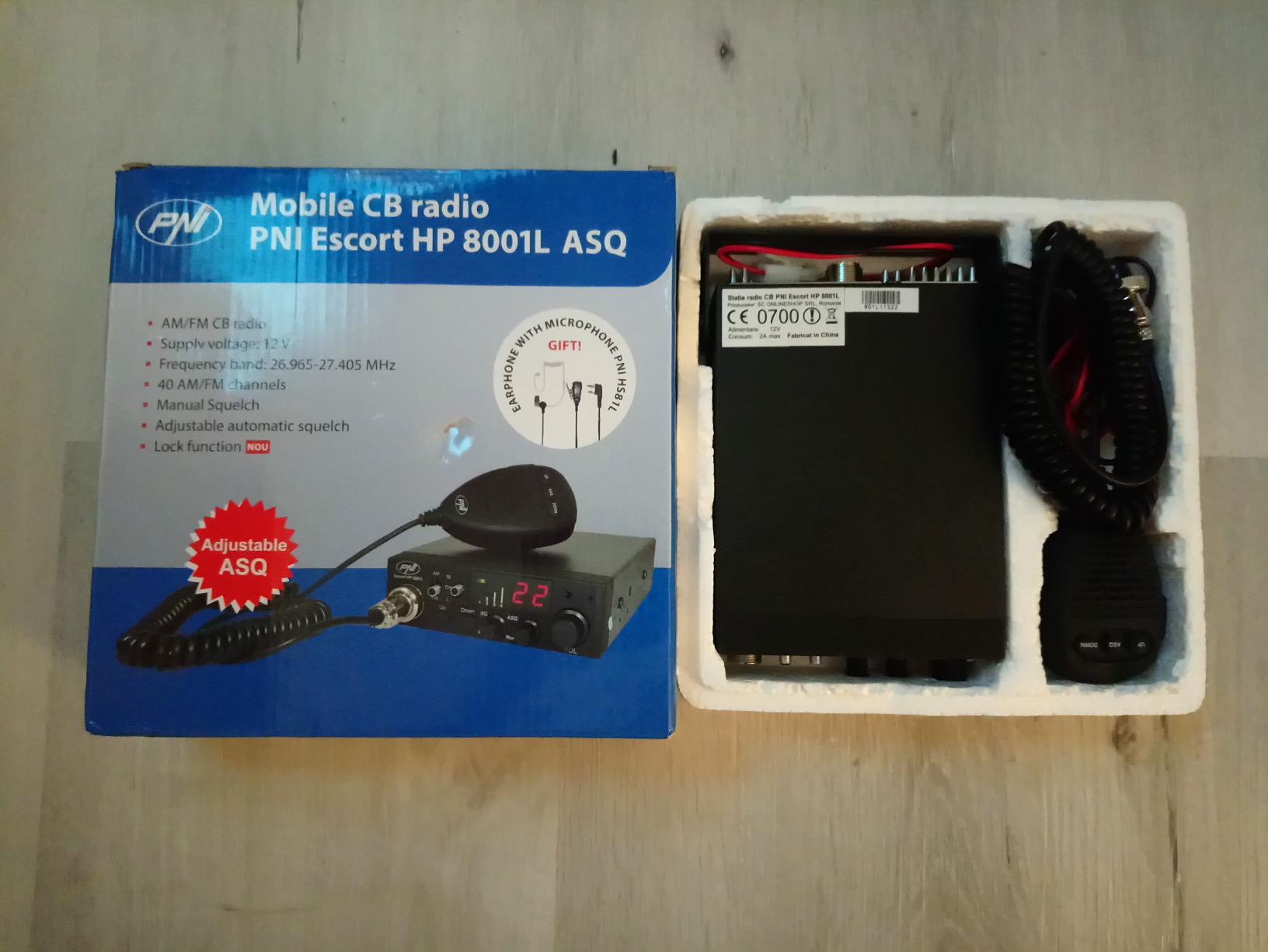 PNI Escort HP 8001L radio CB 4W 40 canaux ASQ + écouteur