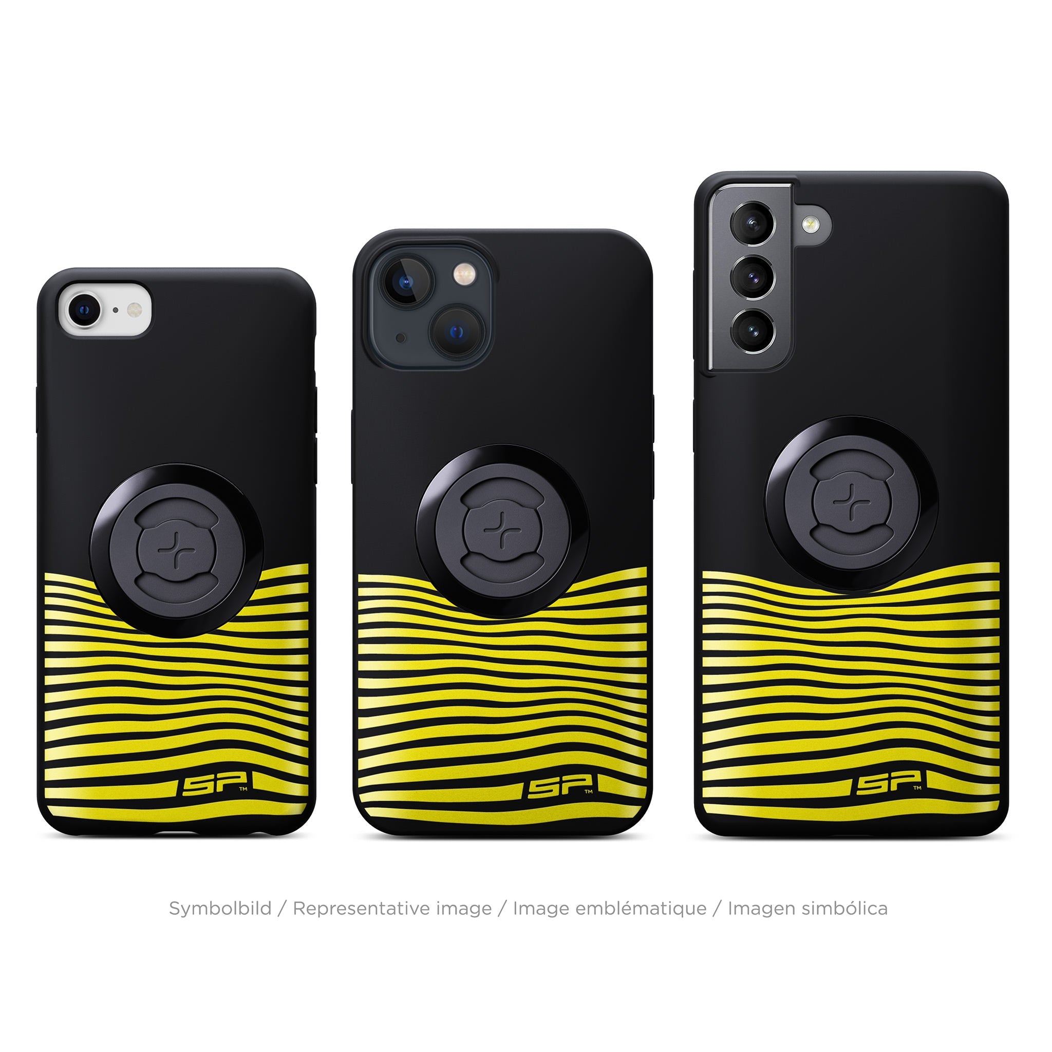SP Connect Horizon coque iPhone 17 Pro jaune fixation guidon