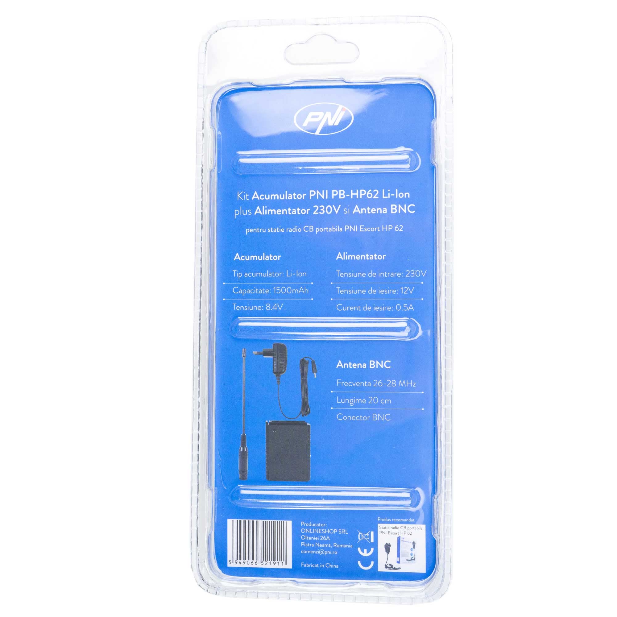 PNI PB-HP62 batterie CB 1500mAh kit portable HP62 + antenne BNC