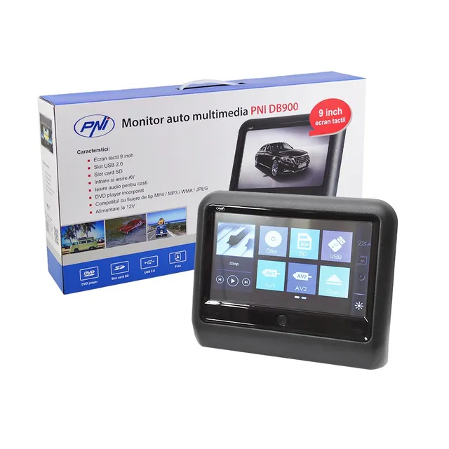 PNI DB900 Moniteur Appuie-Tête DVD 22,9 cm Tactile