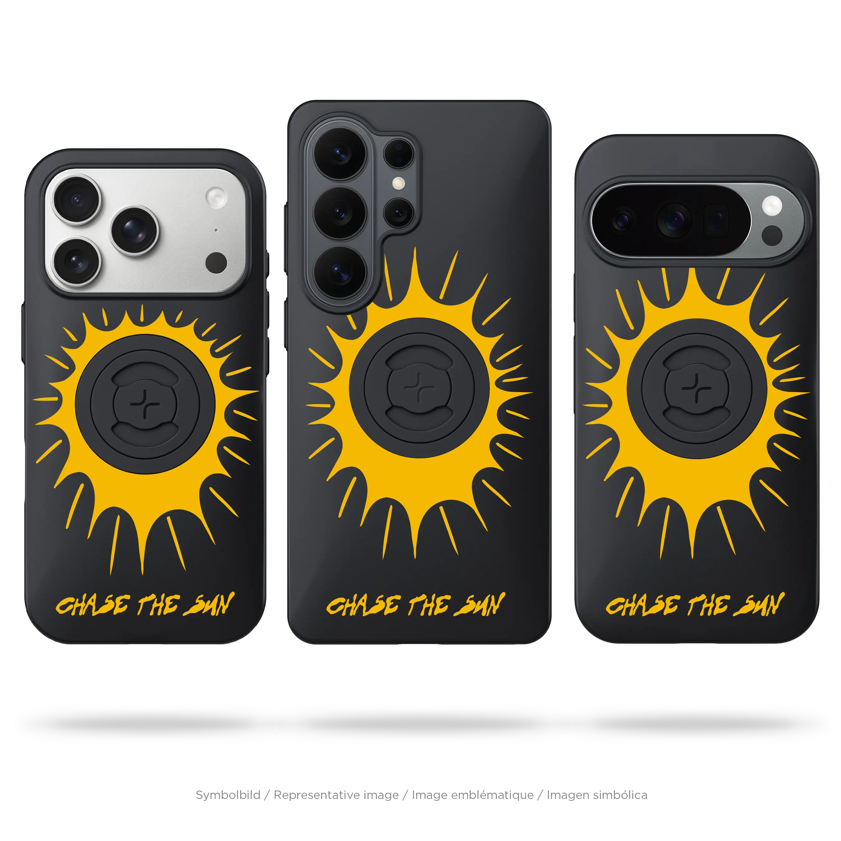 SP Connect Chase the Sun coque téléphone Sun jaune fixation vélo