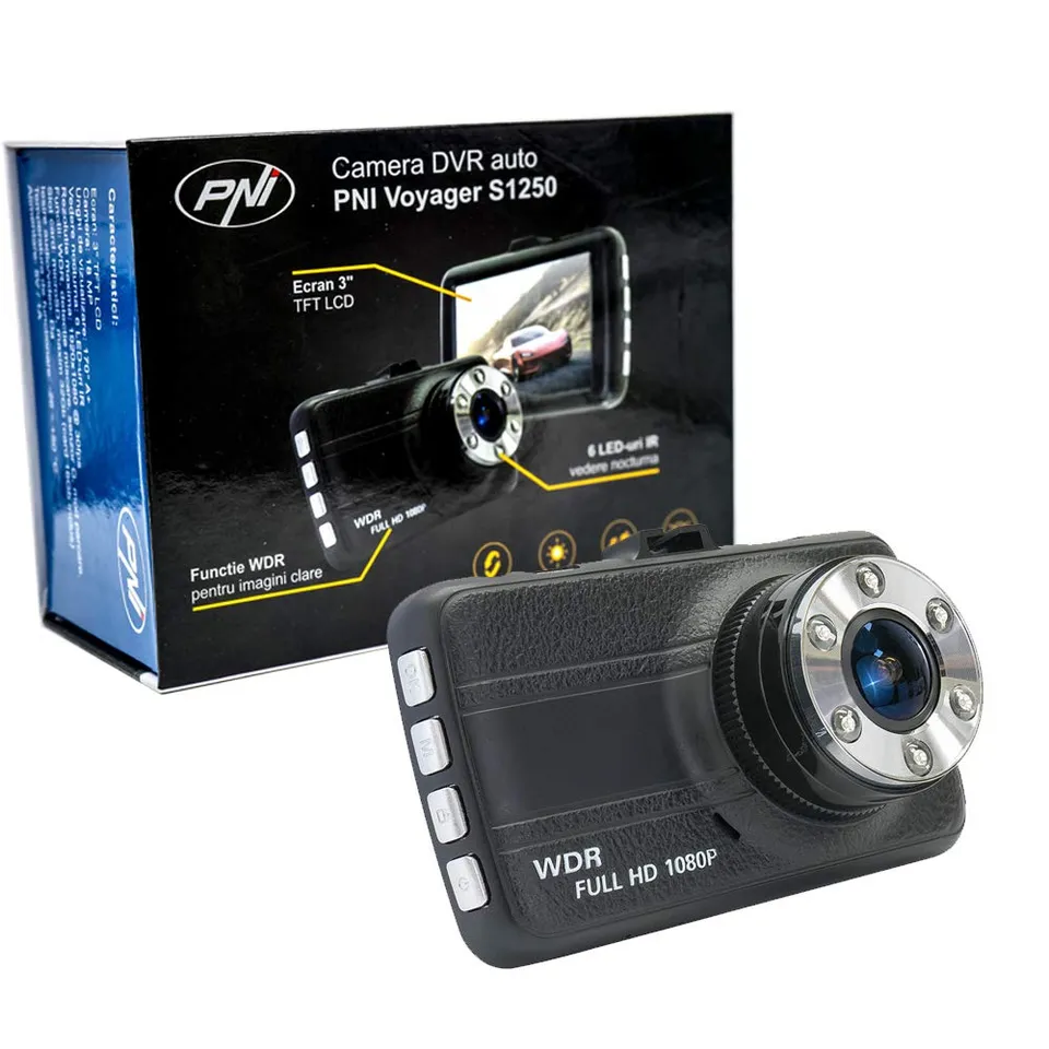PNI Voyager S1250 dashcam Full HD 1080P écran 3 pouces 16 Go