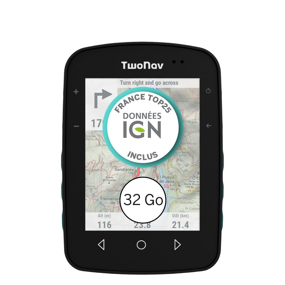 TwoNav Terra GPS vélo 32 Go Terre cuite écran 3,7" IGN