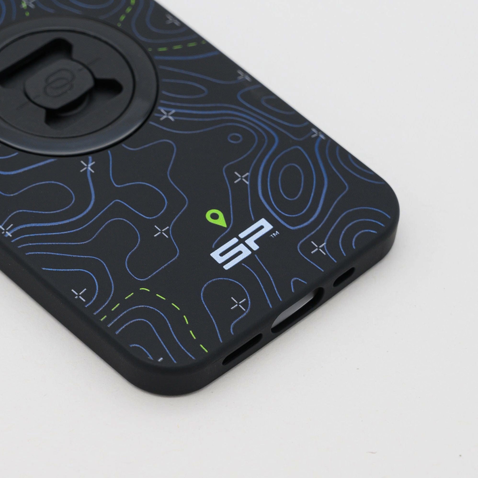 SP Connect Phone Case Topo Lines Lime coque vélo iPhone Samsung