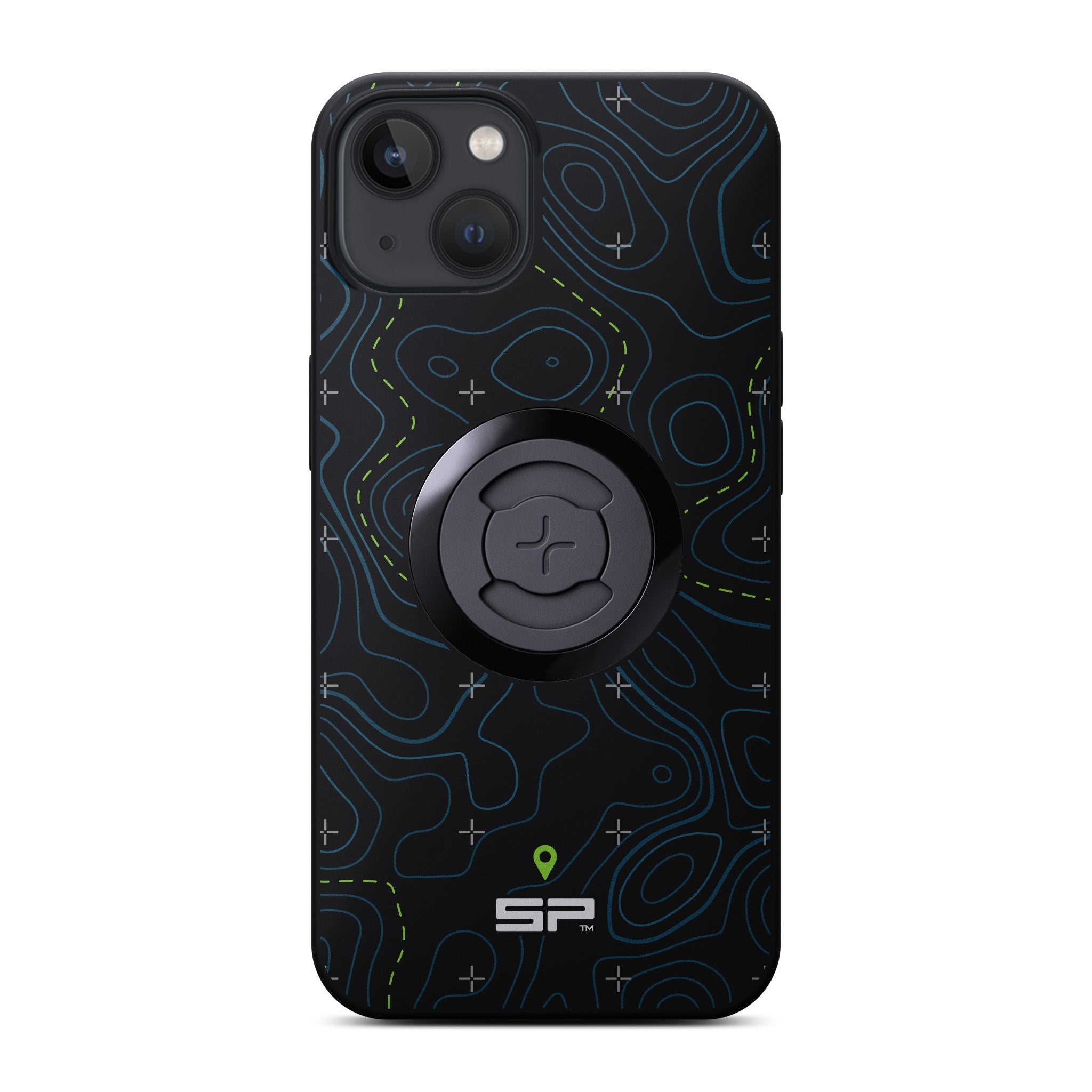 SP Connect Phone Case Topo Lines Lime coque vélo iPhone Samsung