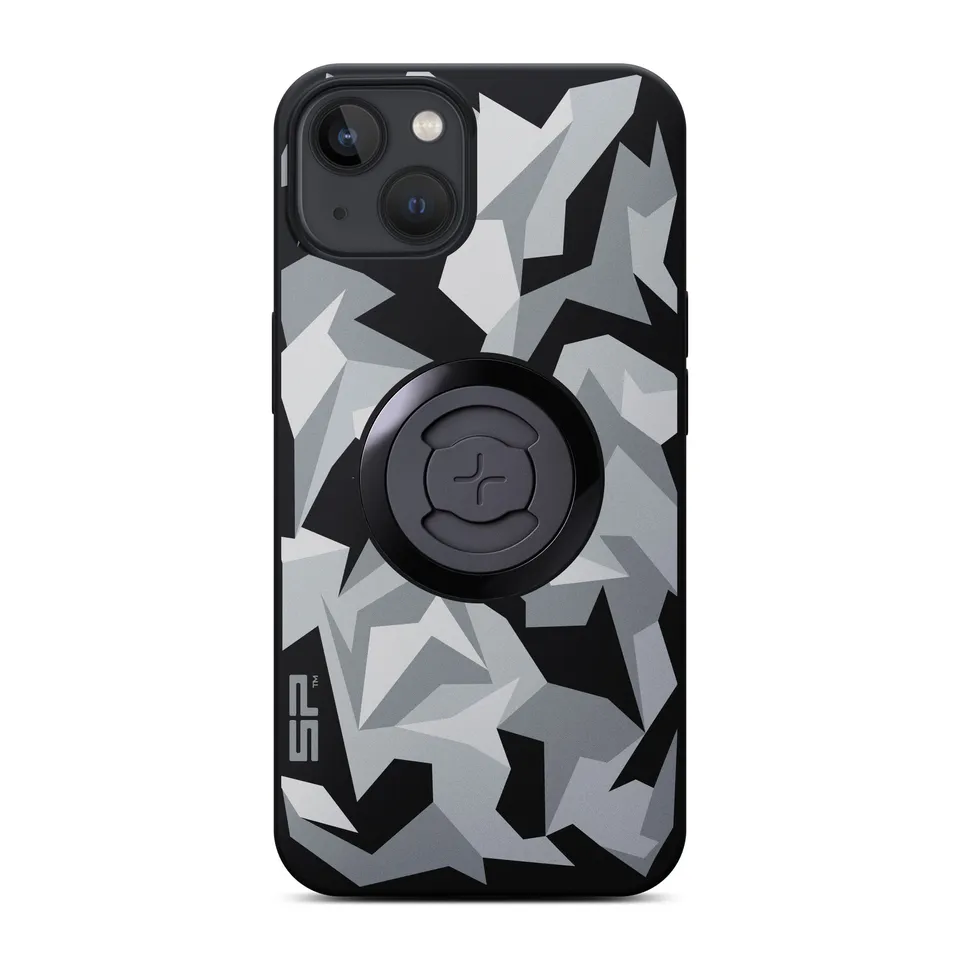 SP Connect Geo Camo gris coque iPhone 17 Pro vélo moto